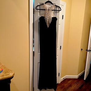 Long Evening Gown. Navy Blue. Sequin and Lace. Stunning.